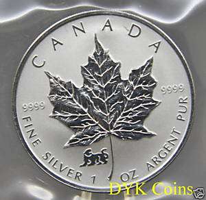 1998 CANADA SILVER MAPLE LEAF TIGER PRIVY SEALED + COA  