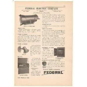 1927 Federal Electric Fire Sirens Alarm Controls Print Ad 