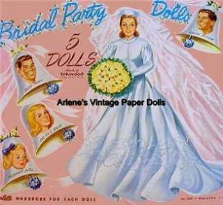 VINTGE 1950 Bridal Party PAPER DOLL LAZER RPRO ORG SZ  