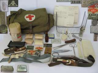 WWII ORIGINAL GERMAN ARMY MEDIC FIRST AID BAG w/EQUIPMENT  