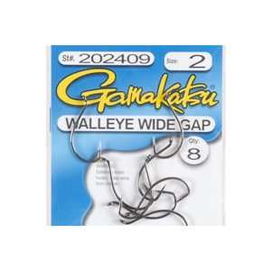  Gamakatsu Fish Tackle Walleye Wide Gap Hook Black Size 2 