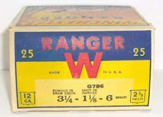 VINTAGE WINCHESTER 12 GA RANGER Empty SHOTGUN SHELL BOX w/POINTER 