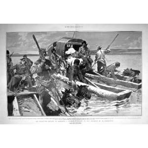   : 1904 RUSSIAN SOLDIERS CROSSING RIVER HORSES WAGGONS: Home & Kitchen
