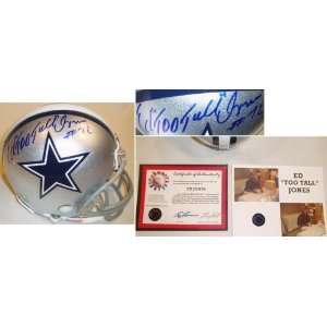  Ed Too Tall Jones Dallas Cowboys Autographed Riddell Mini 