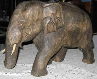   AFRICAN SAFARI ELEPHANT ART STATUE CARVED SCULPTURE HUGE 16 LBS!! ZOO