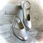 metallic silver size 7n slingbacks mules auditions fa one day
