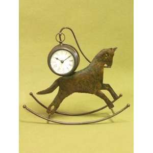  Metal Bronze Rocking Horse Analogue Clock with Roman 