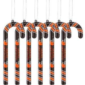  Cleveland Browns 6 Pack Team Color Candy Cane Ornaments 