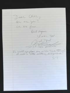 CHERS SIGNED LETTER FROM SPINAL TAP NIGEL TUFNEL, DEREK SMALL, DAVID 
