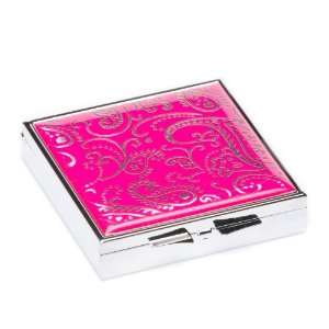  Silver & Pink Square Paisley Pill Box Case  Large Health 