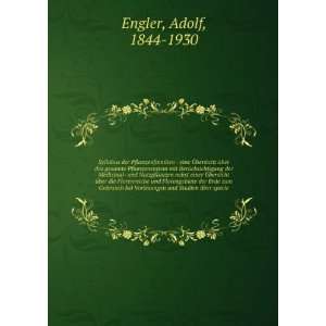  und Studien Ã¼ber specie: Adolf, 1844 1930 Engler:  Books