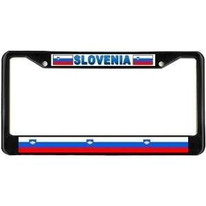  Slovenia Slovenian Flag Black License Plate Frame Metal 