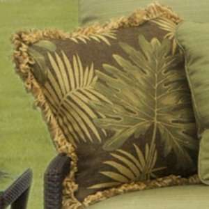  Outdoor Throw Pillows with Bamboo Gold Fringe   Dupione 