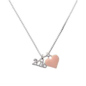  Silver 2016 Year and Pink Heart Charm Necklace Jewelry
