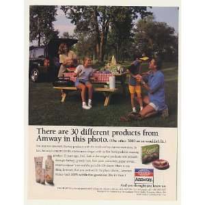  1995 Amway 30 Different Products Family Picnic Print Ad 