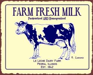   Fresh Milk Cow Vintage Metal Sign Diner Wall Cafe Farm Art New  