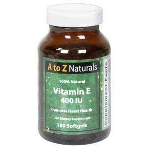  A to Z Naturals Vitamin E, 400 IU, Softgels , 180 