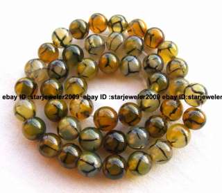   black stripe 8mm Green Cracke Agate Round Gemstone Beads 14  