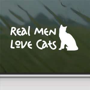  Real Men Love Cats White Sticker Car Vinyl Window Laptop 