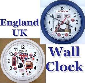 ENGLAND WALL CLOCK London Britain Union Jack Tube UK  