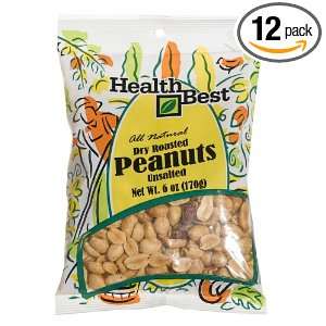Health Best Peanuts, Virginia, Unsalted, 6 Ounce Packages (Pack of 12 