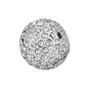  14mm Silver Plated Crystal Round Pavé Bead Arts, Crafts 