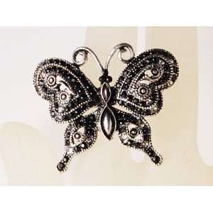   Tone Vintage Inspired Gothic Butterfly Big Finger Adjust Ring Jewelry