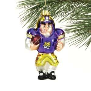 LSU Tigers Angry Football Player Glass Ornament:  Sports 