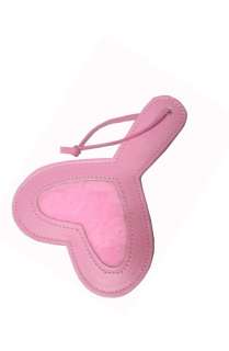 PINK LEATHER HEART SHAPED SPANKING PADDLE, 8 INCHES LONG, HAS HEART 