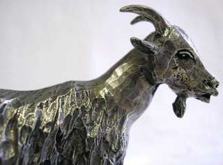 MICHEL LAUDE PEWTER GOAT SCULPTURE STATUE FRENCH SIGNED  