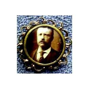  Antique Theodore Teddy Roosevelt Photo Lapel Button 