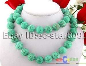 33 18mm nature round sky blue turquoise necklace  