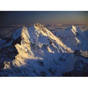 Mt Cook or Aoraki and Mt Tasman, View of Eastern Faces from Above 