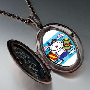 Cartoon Theme Photo Oval Flower Pendant Smart Bunny  Easter Gifts For 