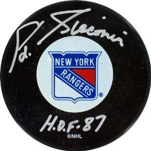 Eddie Giacomin New York Rangers Autographed Hockey Puck with HOF 87 