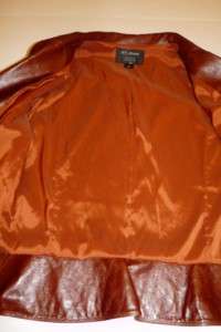 Authentic St. John Black Label Leather Brown Jacket Coat SZ 10  