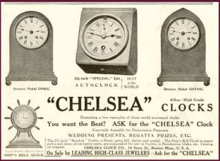 DORIC & GOTHIC STYLES IN 1910 CHELSEA CLOCK CO. AD  