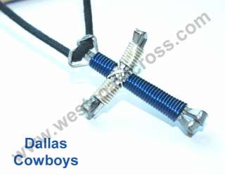 Team Horseshoe Nail Cross Necklace   Dallas Cowboys  