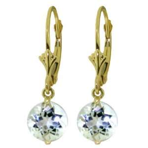    14k Gold Leverback Earrings with Genuine Aquamarines: Jewelry
