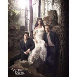  Vampire Diaries Stefan Elena Damon Sitting on Rocks Photo 