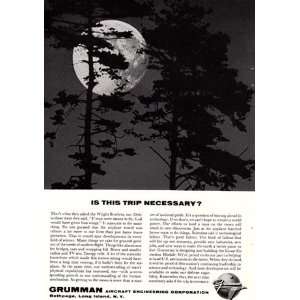   Print Ad 1964 Grumman Moon, Is this trip necessary? Grumman Books