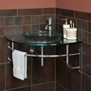  Ardmore Clear Glass Wall Hung Corner Sink