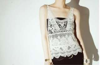   crochet vest has amazing floral lace details all over front and back
