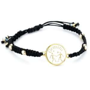 Blee Inara Gemini White Enamel Horoscope Adjustable Macramé Bracelet