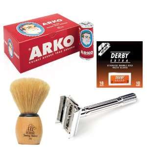   Arko Shaving Soap Stick and 10 Derby Extra Double Edge Razor Blades