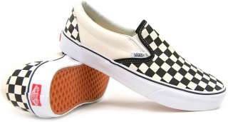 Vans Classic Slip On (Black & White Checkerboard/White) Mens Shoes 