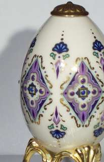 Lenox China Jewels Treasures Amethyst Egg w/ Stand 1994 Hand Enameled 