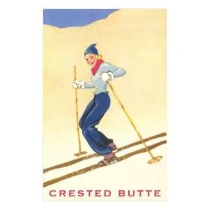 Lady Skier at Crested Butte, Colorado Premium Poster Print, 12x18 