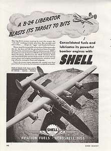   Shell Aviation Fuels Ad Consolidated Aircraft B 24 Liberator  