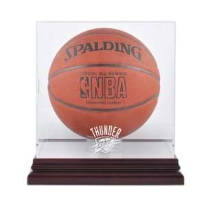 Oklahoma City Thunder Mahogany Logo Basketball Display Case and Mirror 